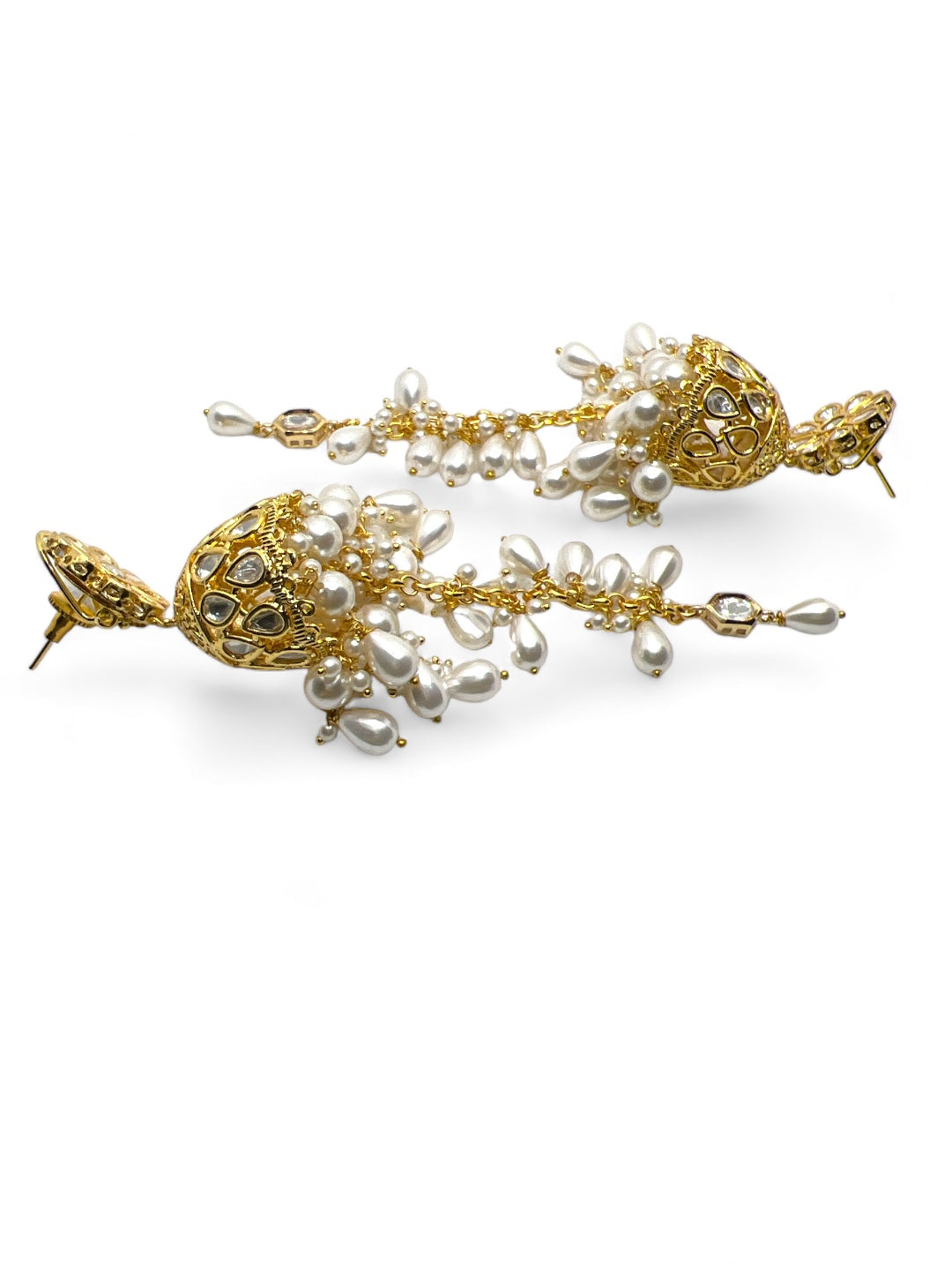 Le Ramona White Pearl & Kundan Earrings