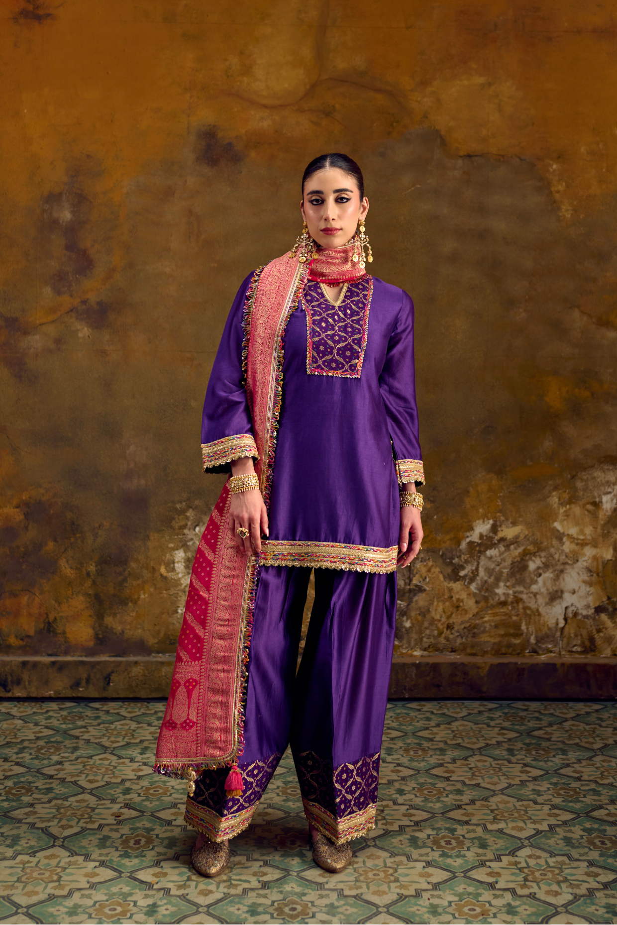 Naad Rani - Purple Farshi Salwar Set with Dupatta
