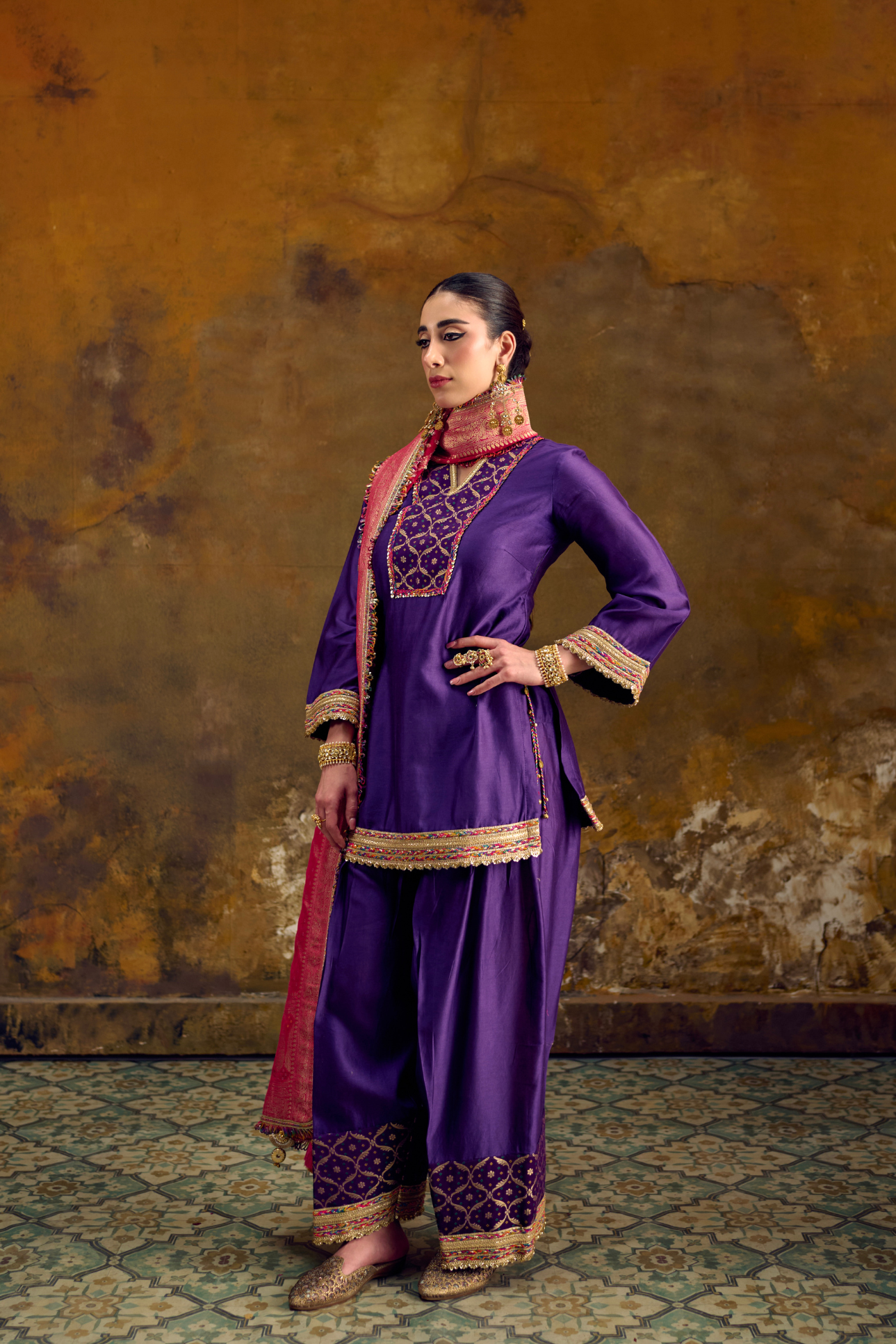 Naad Rani - Purple Farshi Salwar Set with Dupatta