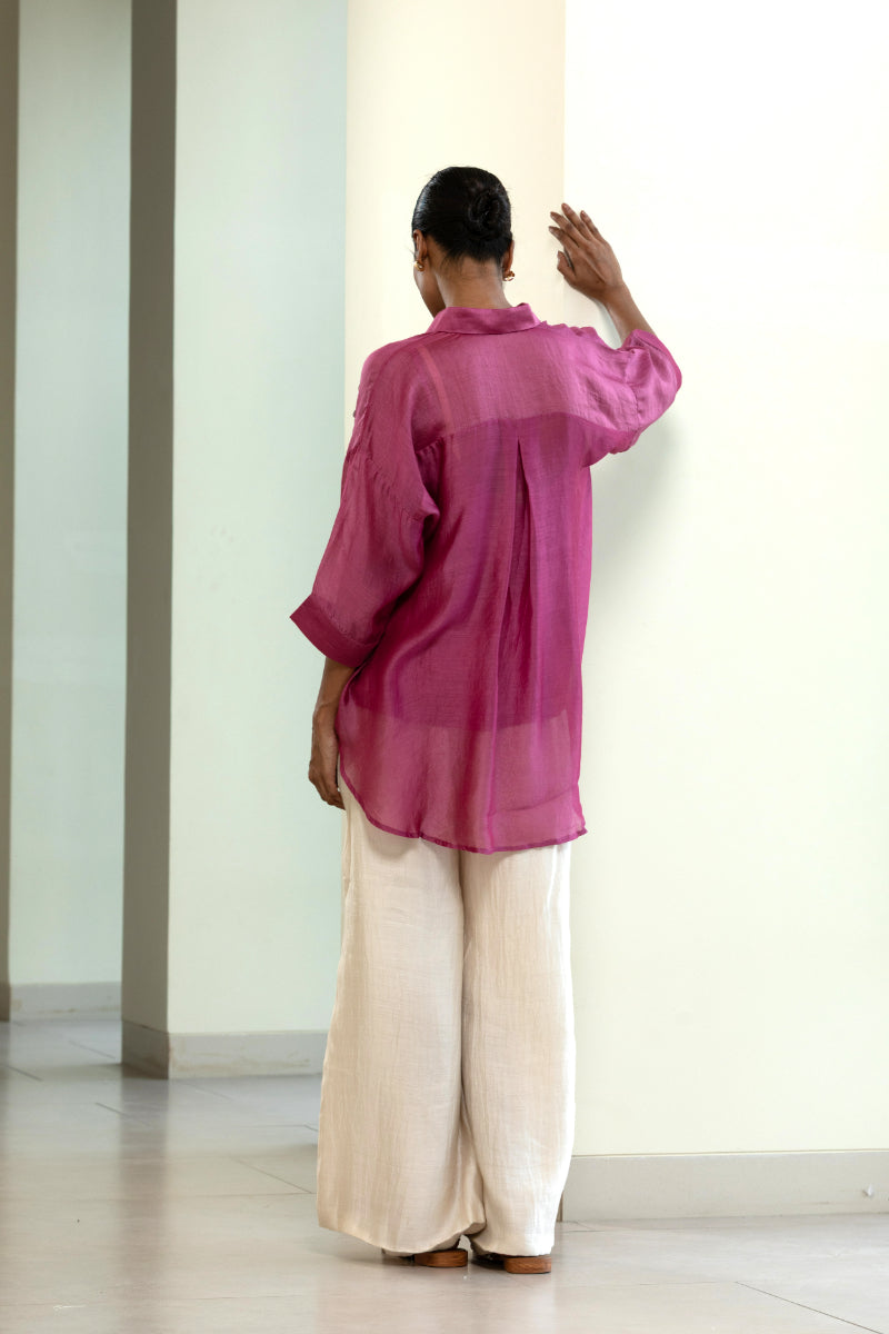 Chanderi Silk Sequins Shirt - Purple