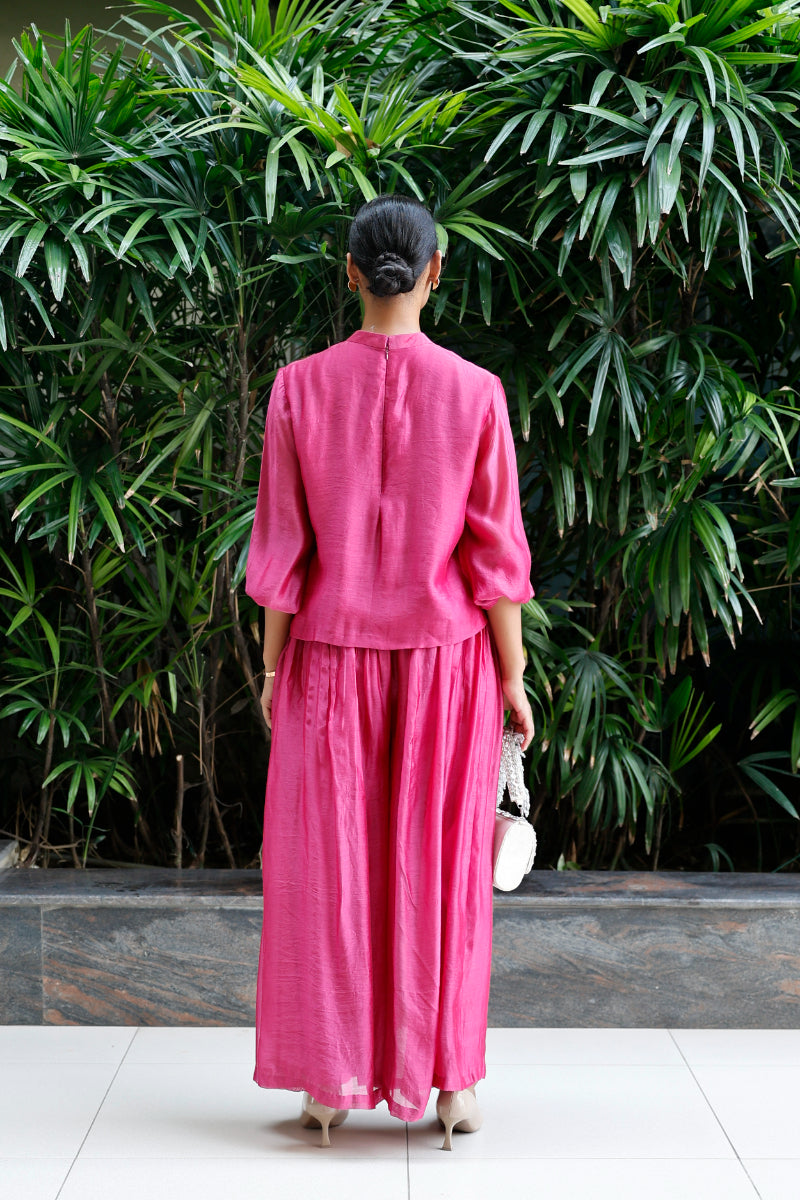 Patch Silk Work Co-Ord Set - Purple