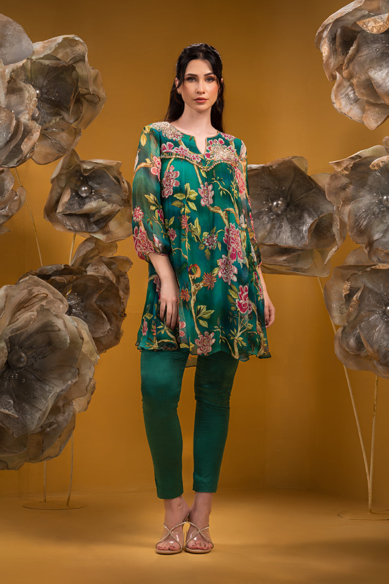 Printed A Line Kurta With Pant
