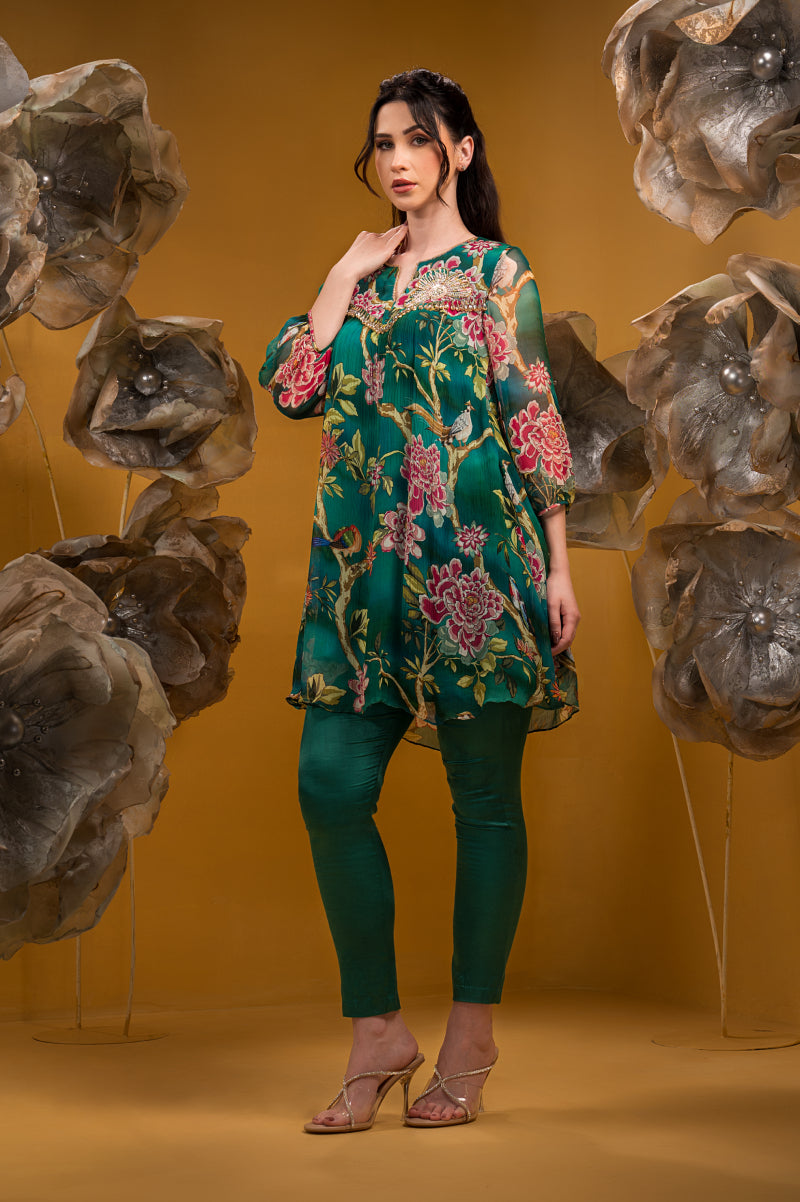 Printed A Line Kurta With Pant