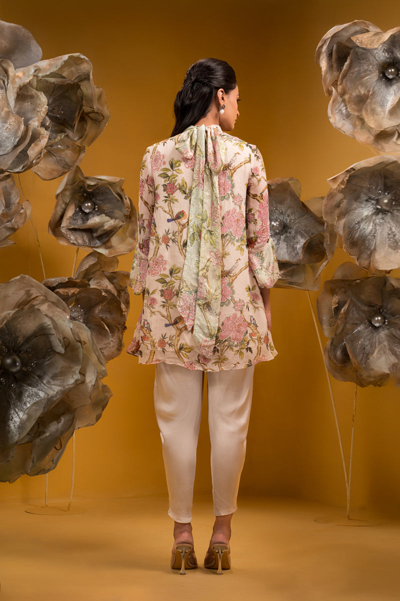 Printed A-Line Kurta With Dhoti Pant