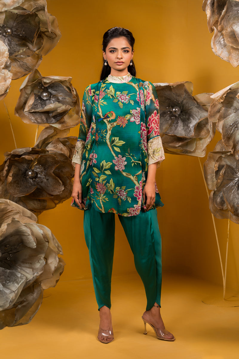 Printed A-Line Kurta With Dhoti Pant
