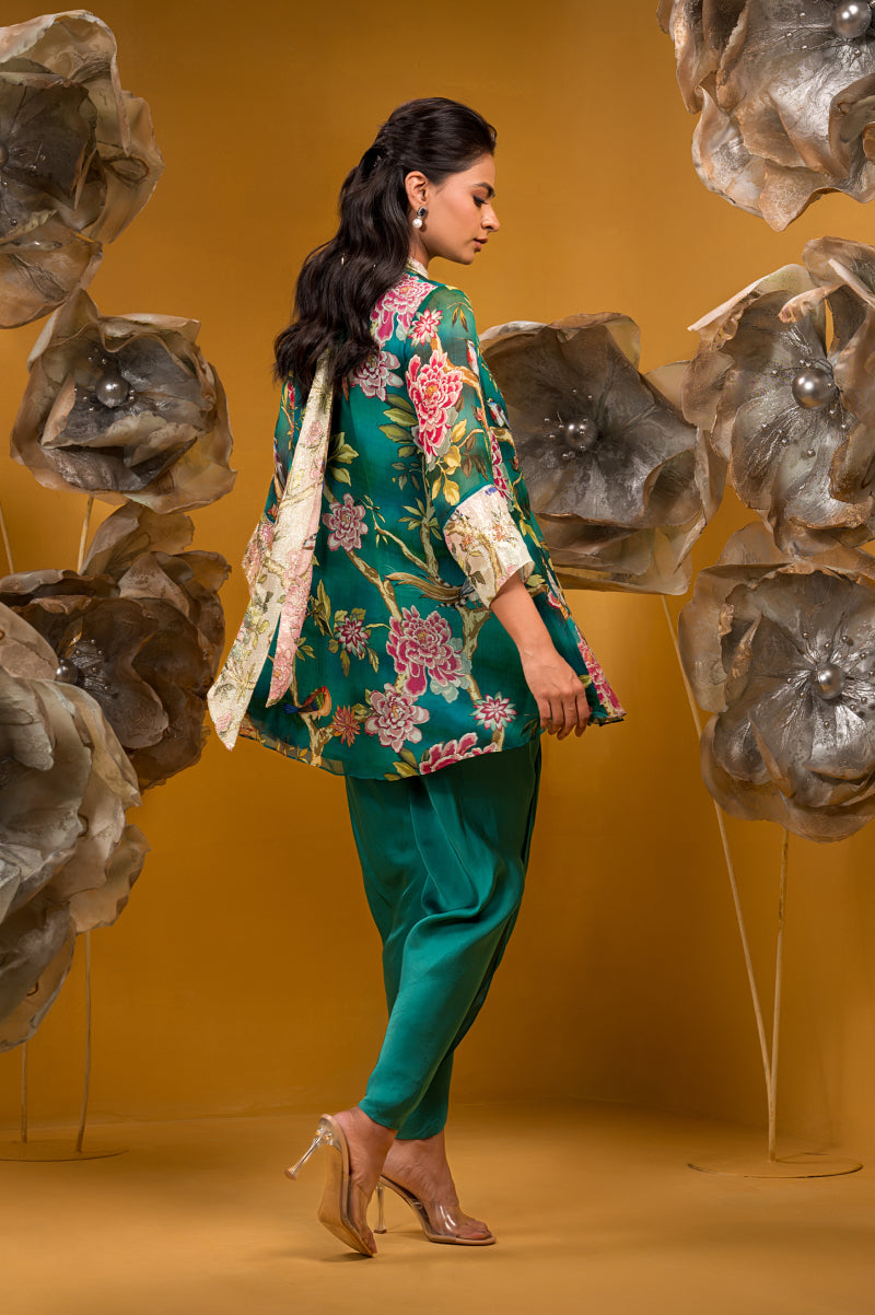 Printed A-Line Kurta With Dhoti Pant