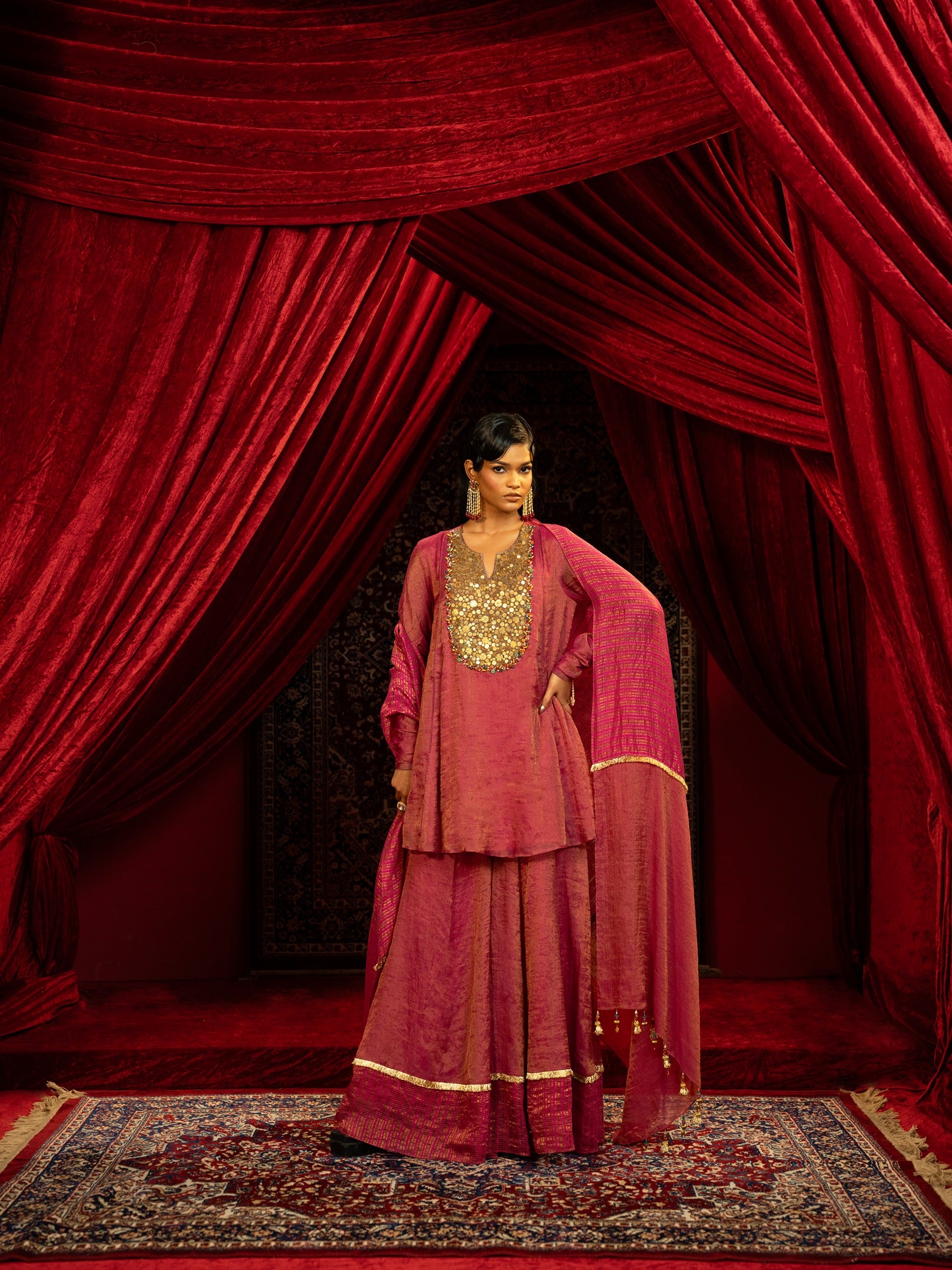 Peplum Kurta with Sharara Pant