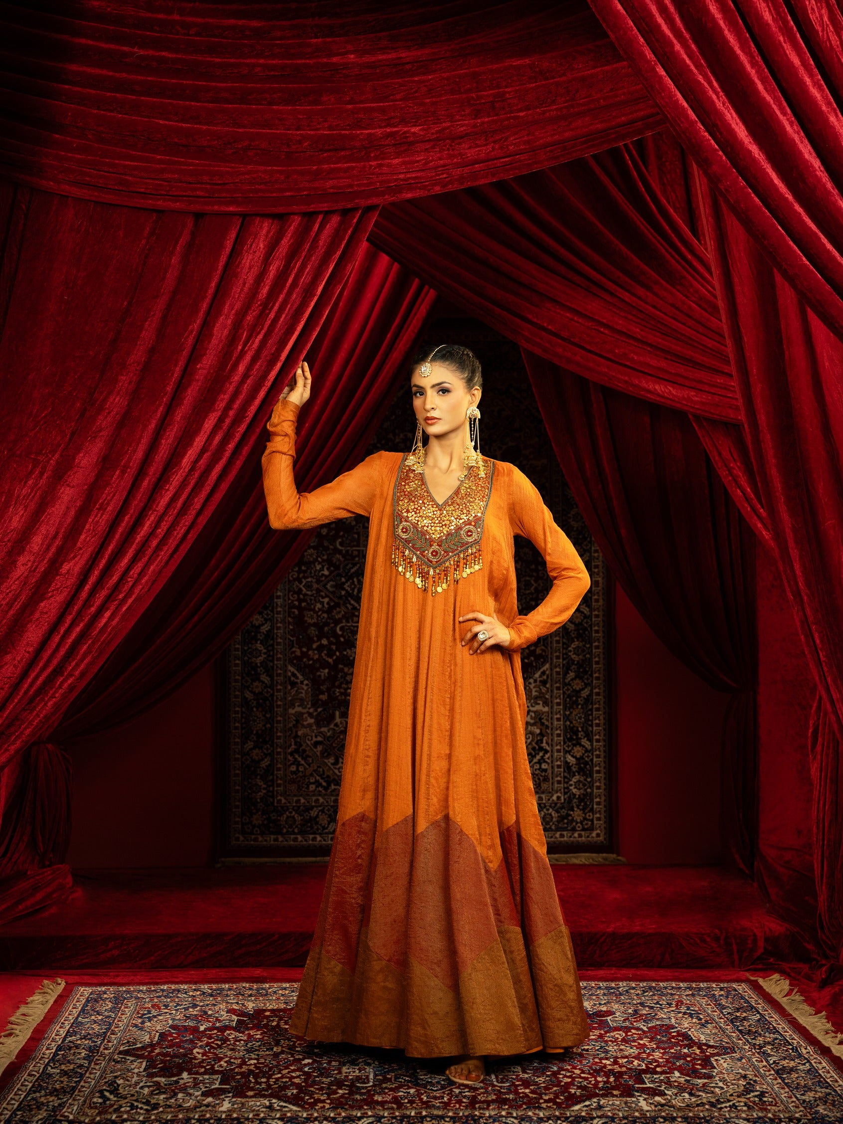 Anarkali Gown with Geometric Hemline