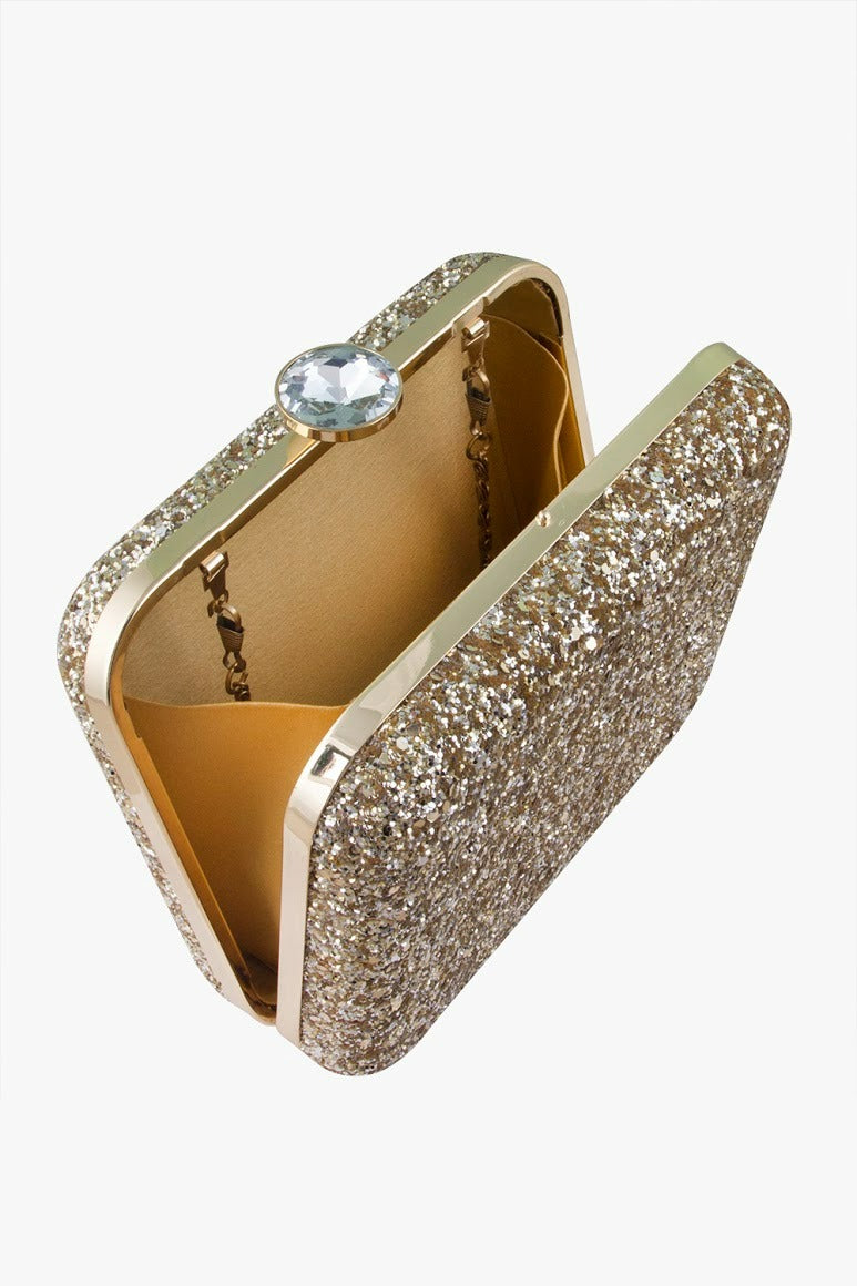 Golden Shimmer Square Clutch