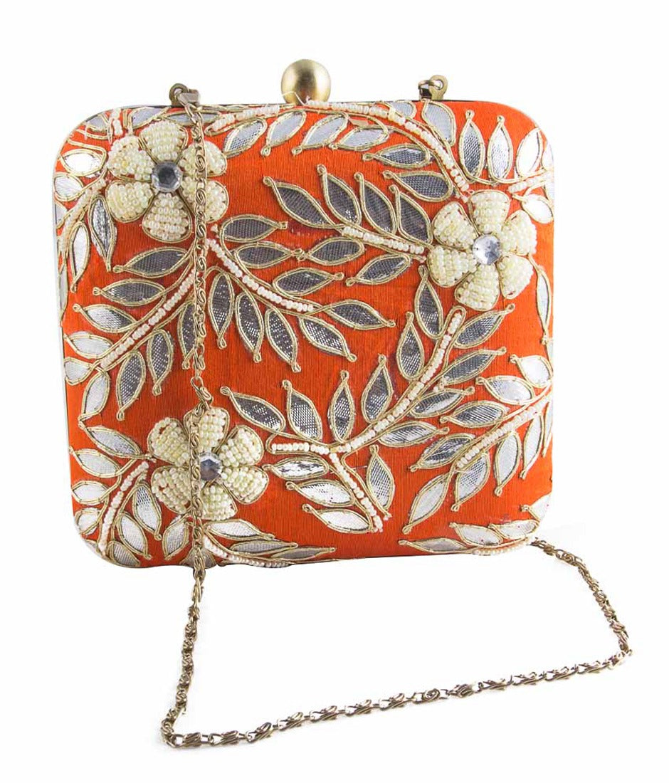 Orange Gotapatti Clutch