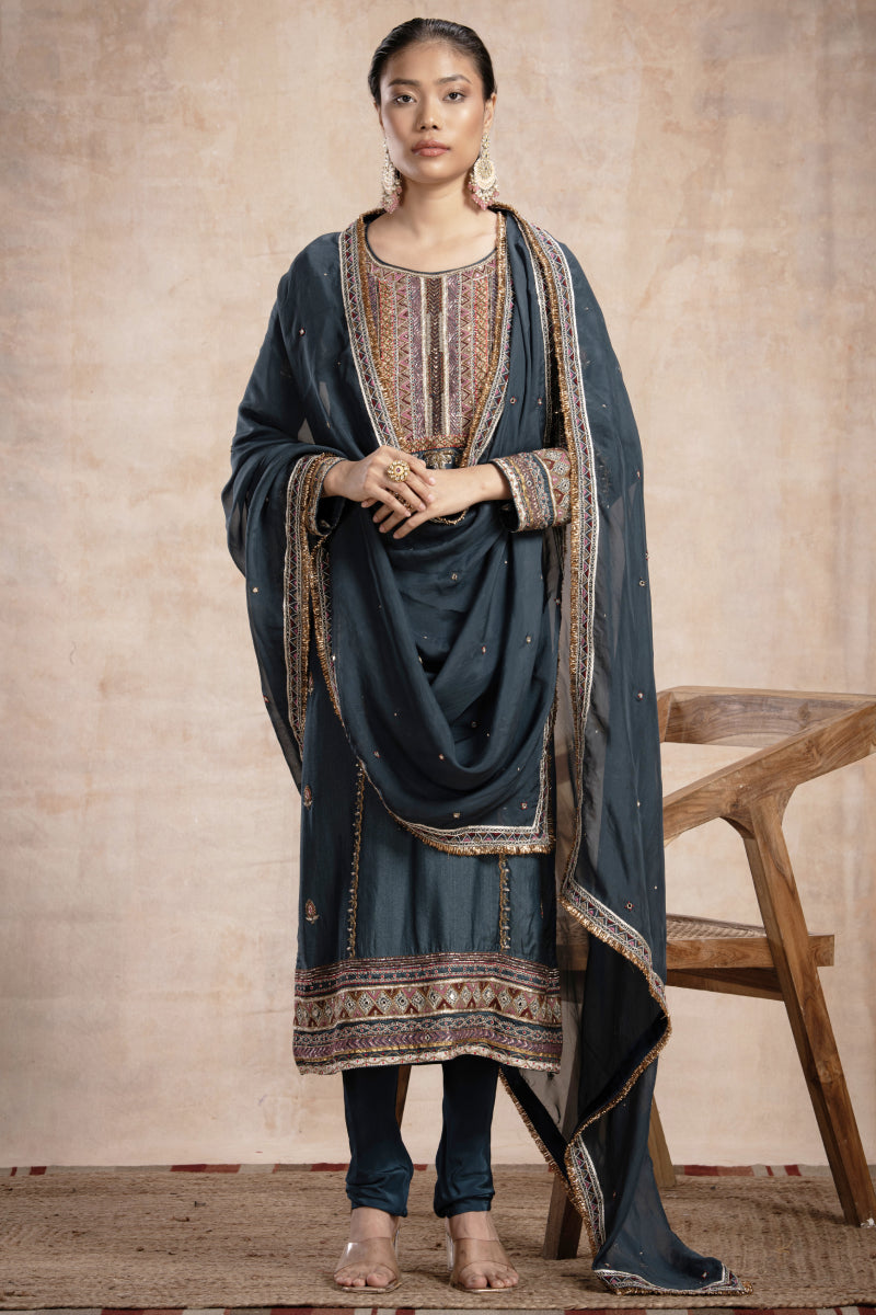 Rabia Straight Suit Set – Teal