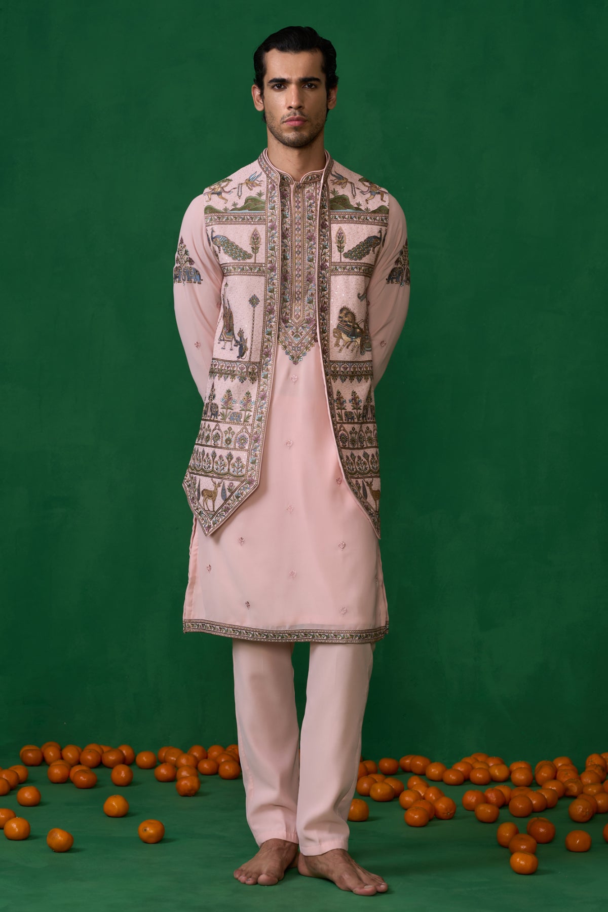 RAMAYAN PINK KURTA JACKET SET