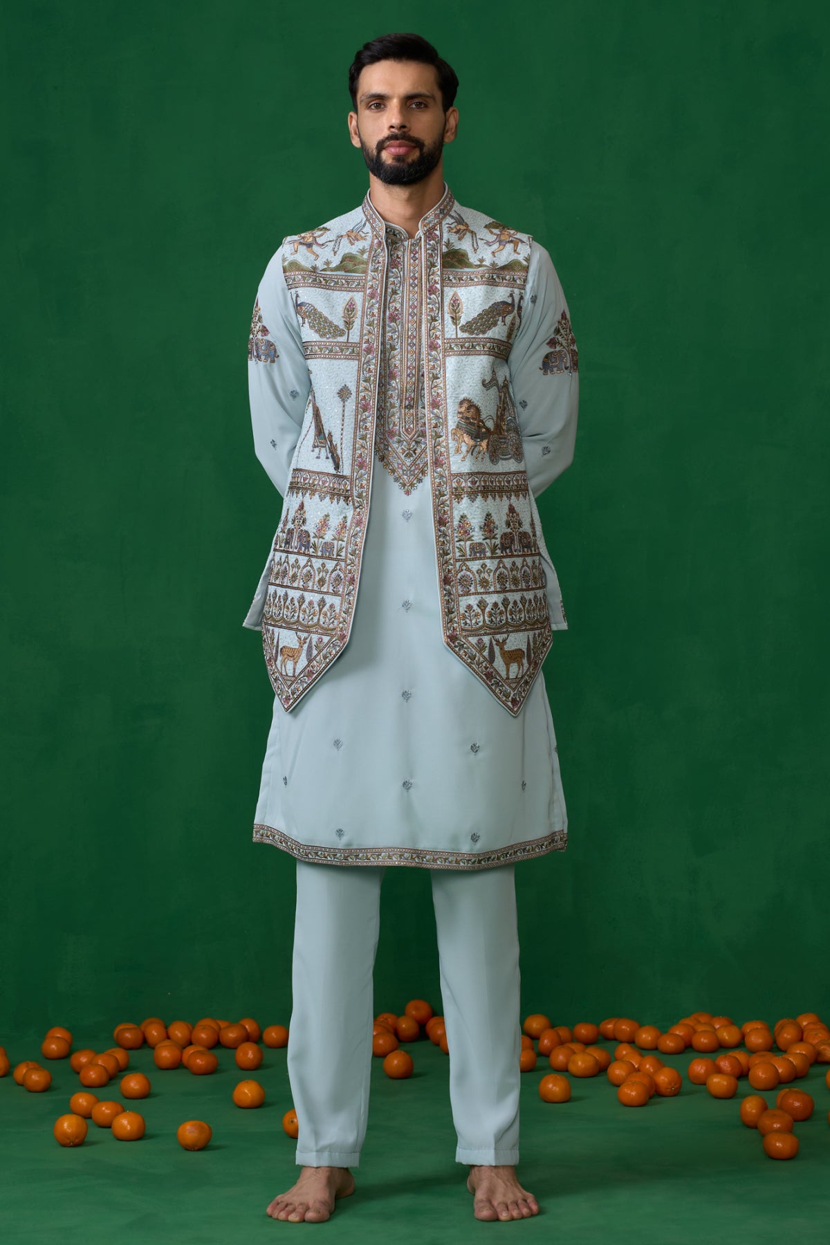 RAMAYAN SKYBLUE KURTA JACKET SET