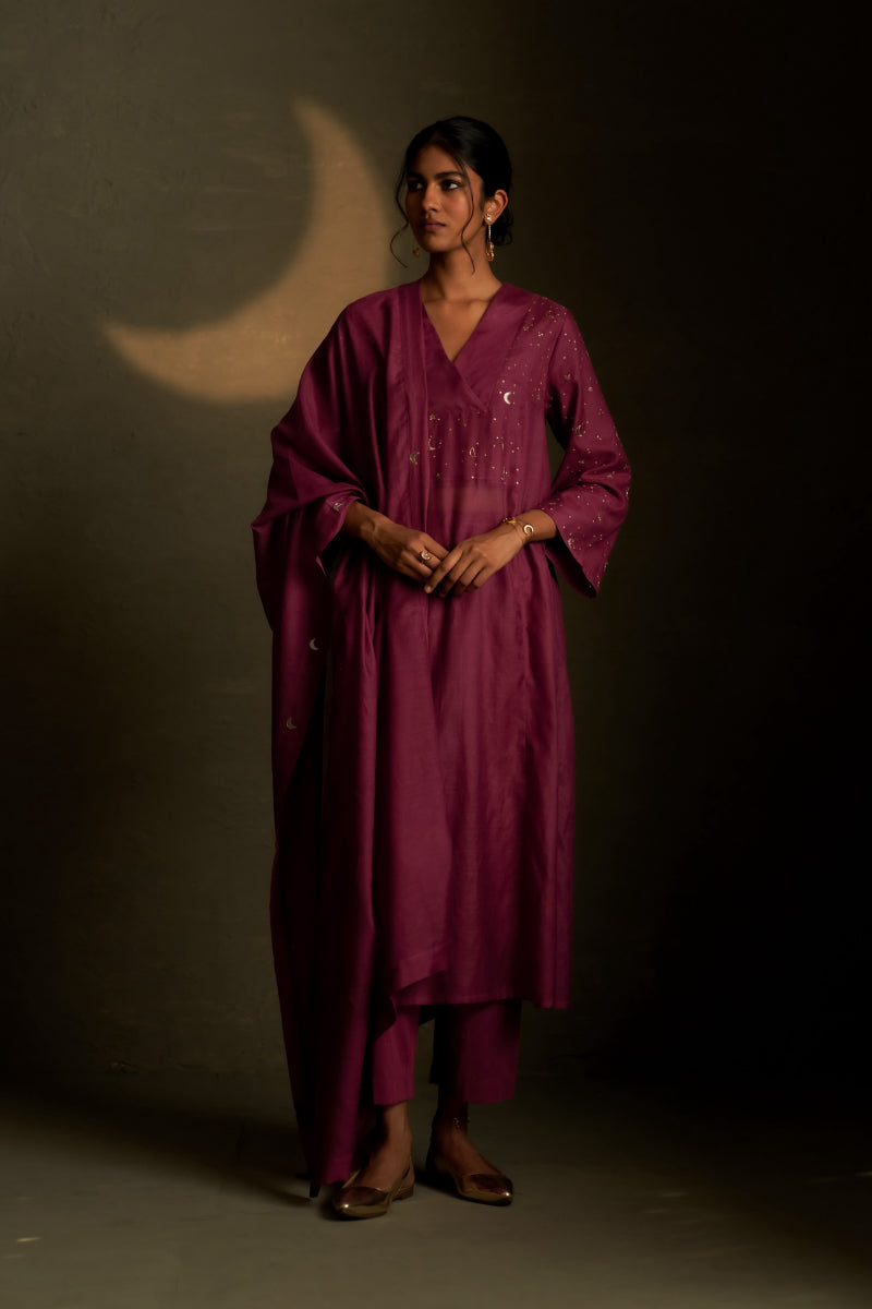 Twilight Magenta double yoke kurta set