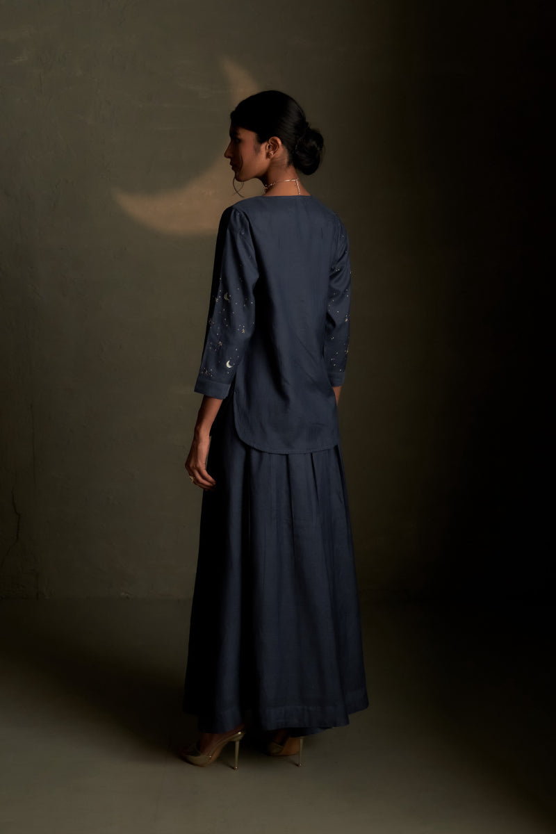 Blue Dusk Chaand Kurti Skirt Set