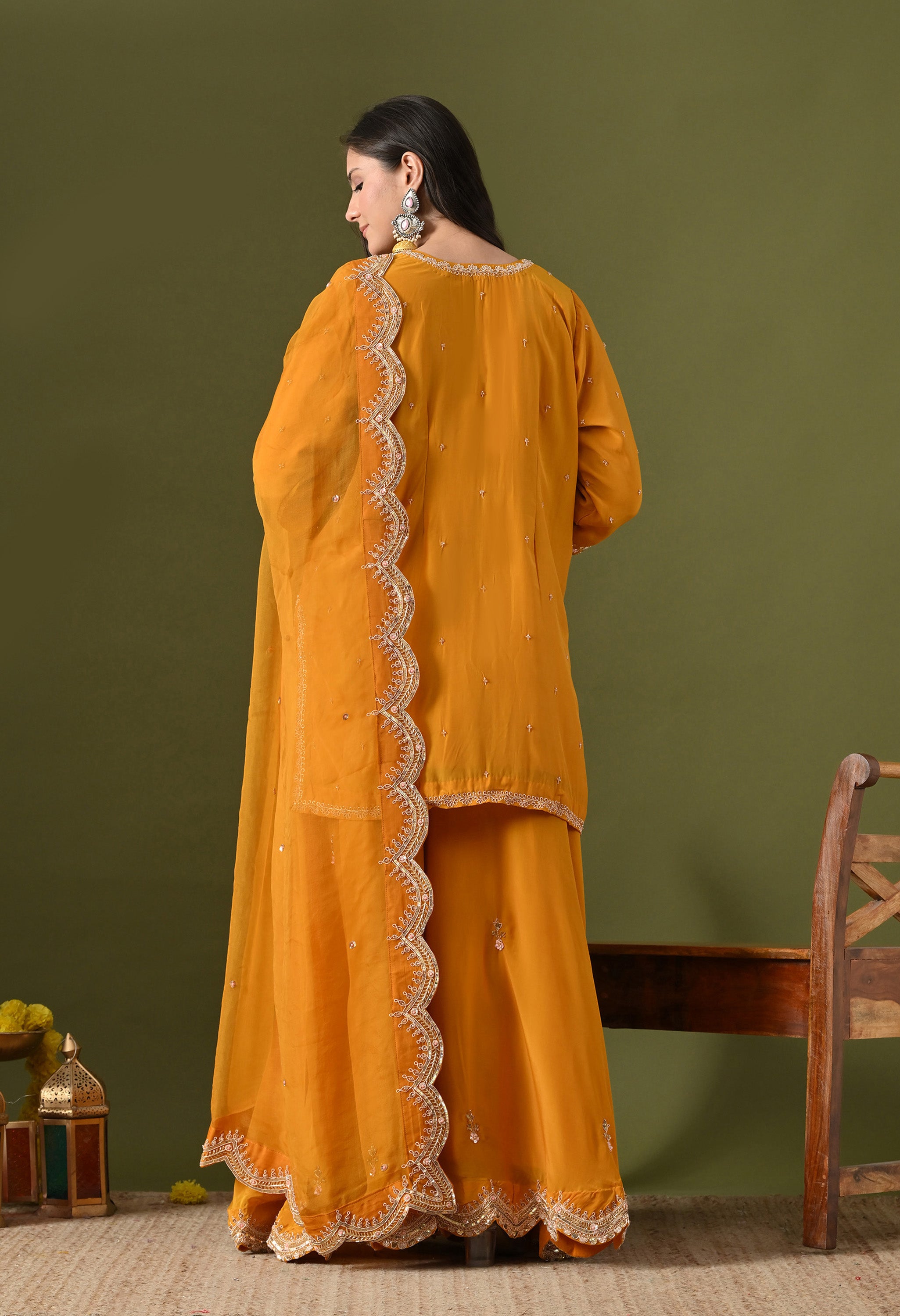 Mustard Yellow Sharara Set