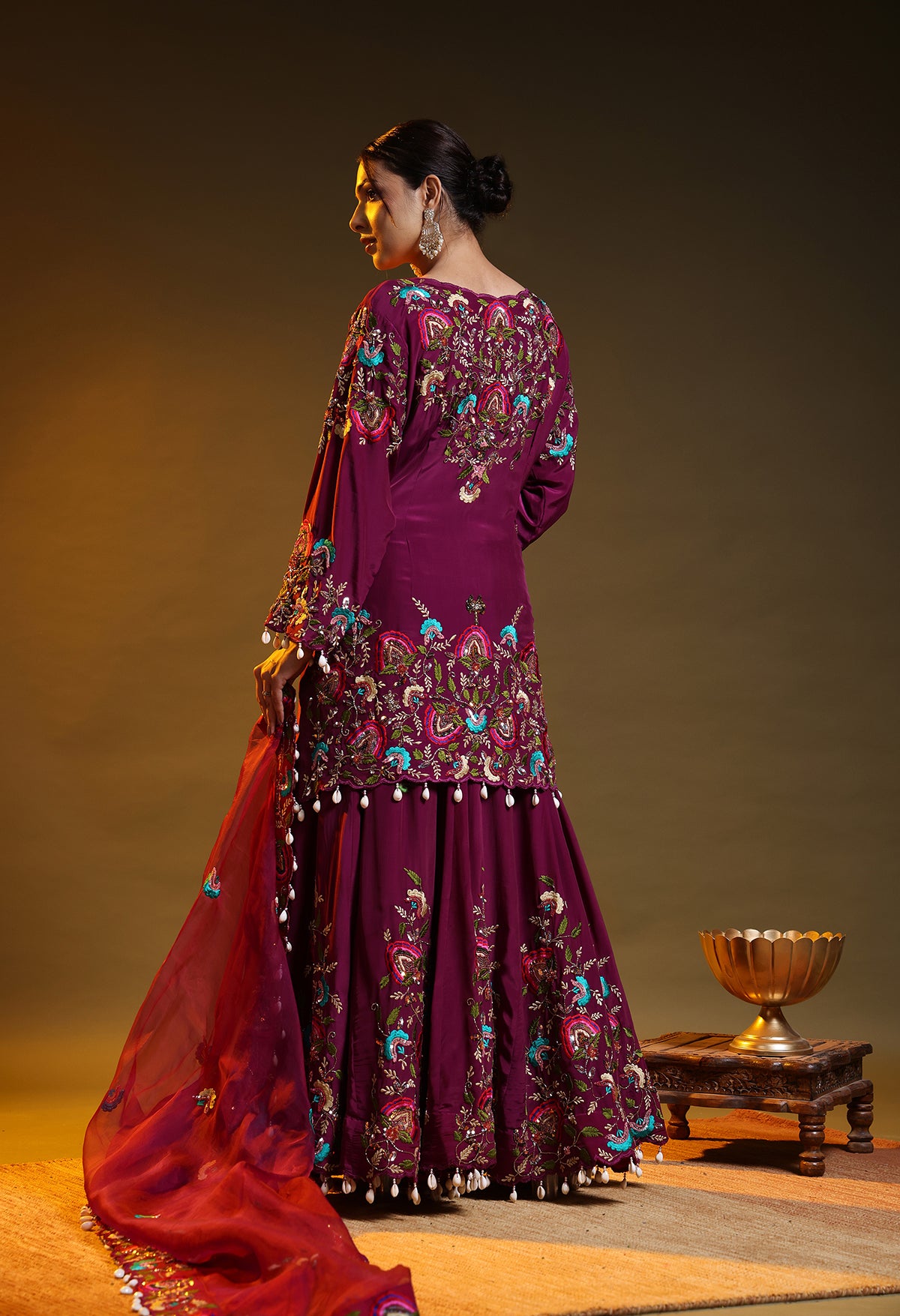 Purple Sharara Set