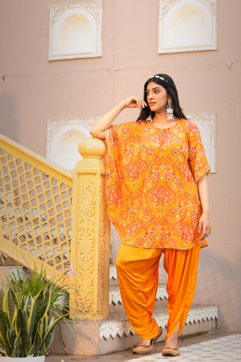 SHORT KAFTAN + DHOTI - REHA YELLOW