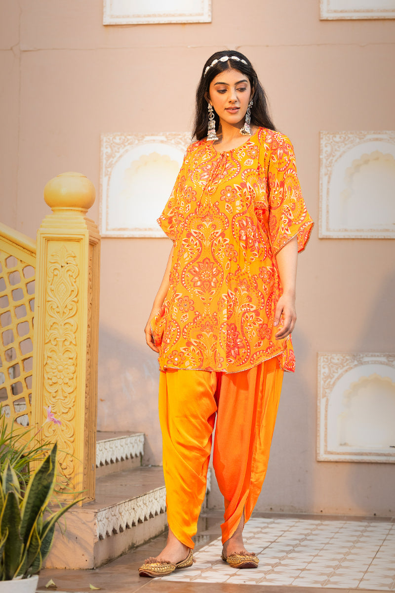 SHORT KAFTAN + DHOTI - REHA YELLOW