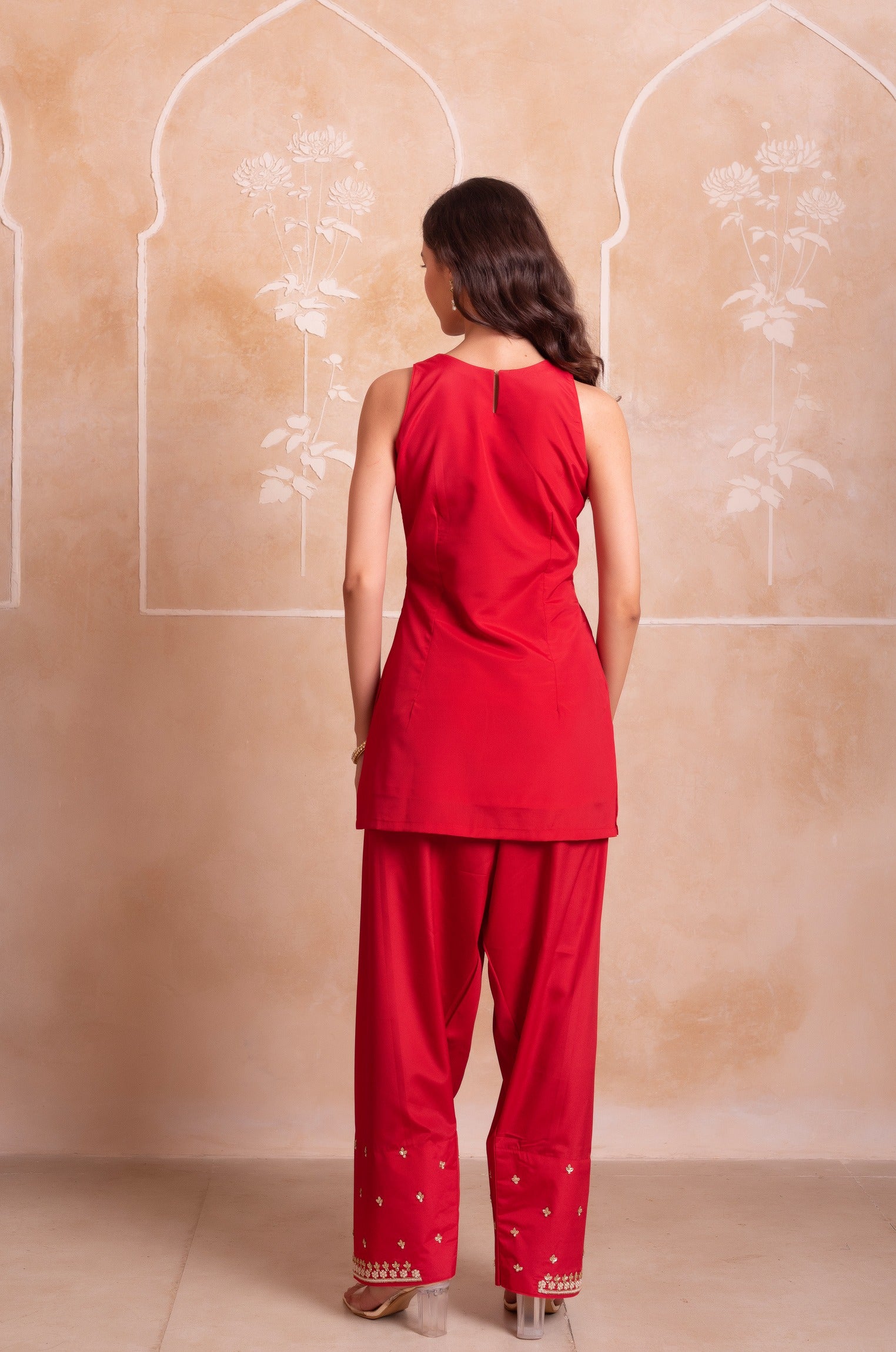 Red Farshi Kurta Salwar Handwork Dupattta Set