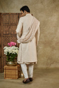 Load image into Gallery viewer, Gold Cream Silk Anarkali Sherwani Set With Stone Embellishments
