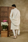 Load image into Gallery viewer, Dove White Lucknowi Velvet Sherwani Set
