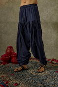Load image into Gallery viewer, Midnight Blue art silk mirror embroidered patiala suit set
