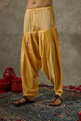 Load image into Gallery viewer, Turmeric Yellow art silk mirror embroidered patiala suit set
