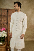 Load image into Gallery viewer, Nude Cream Lucknowi Sequinned Sherwani Set
