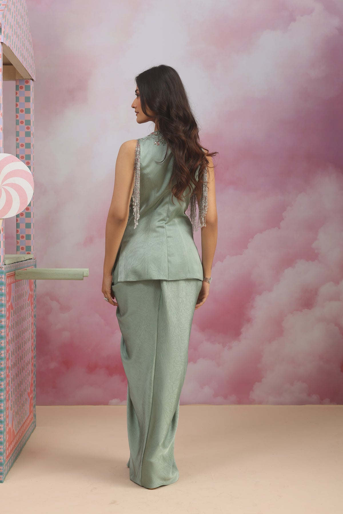 Jacket With Drape Skirt