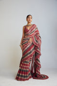 Load image into Gallery viewer, Pre Draped Charcoal Grey Multicolor Saree Set
