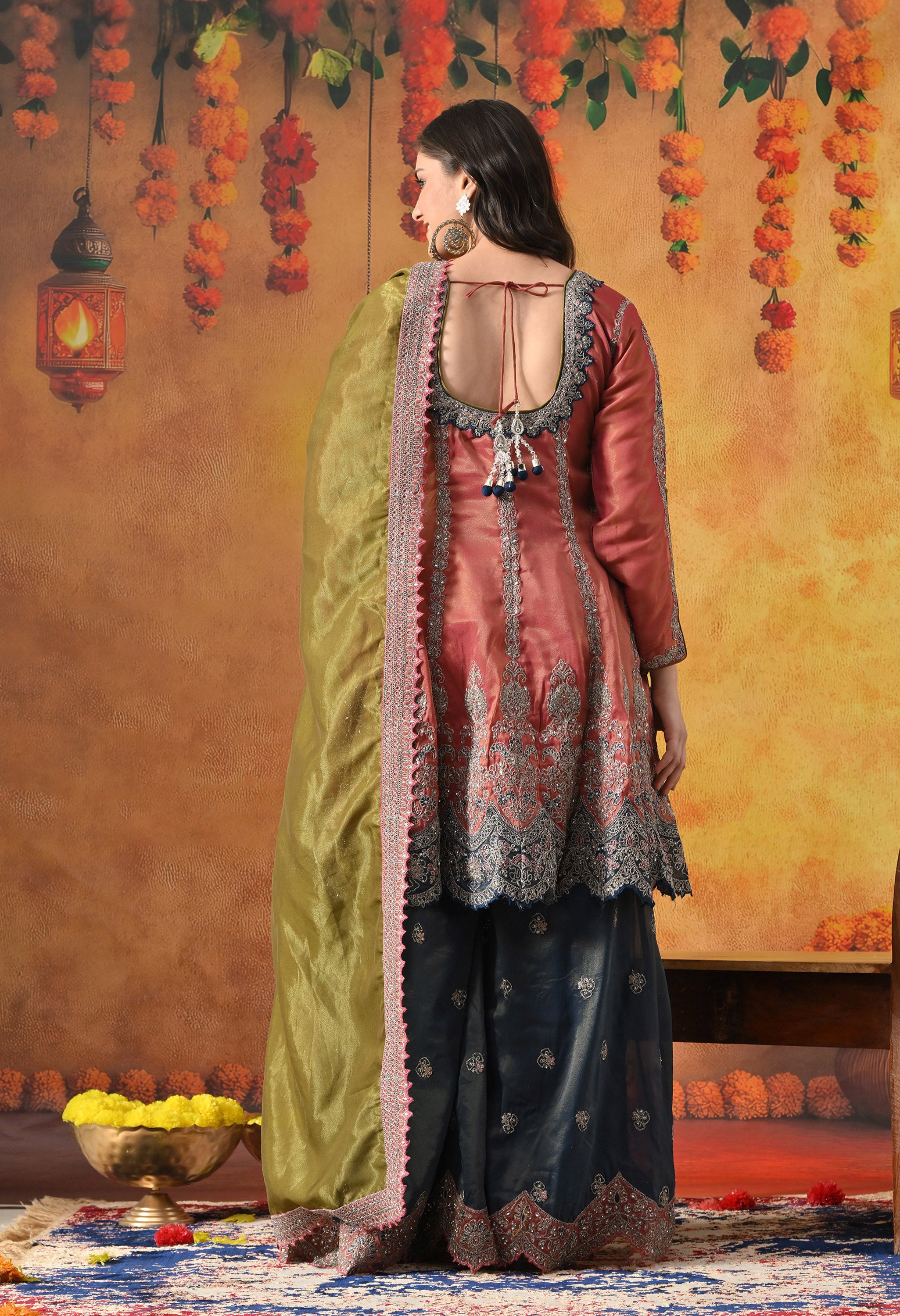Red Sharara Set