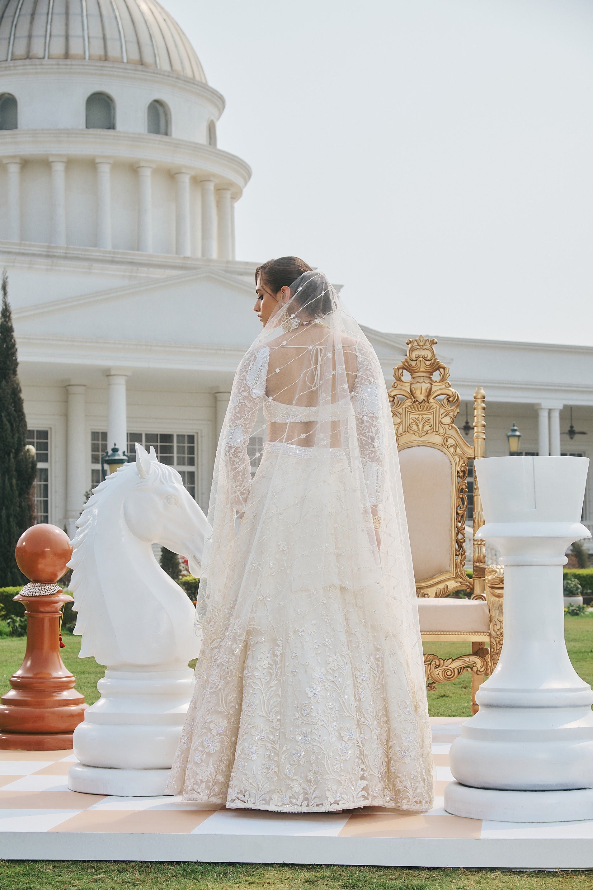 Hand Embroidered Lehnega with rich Embellishments