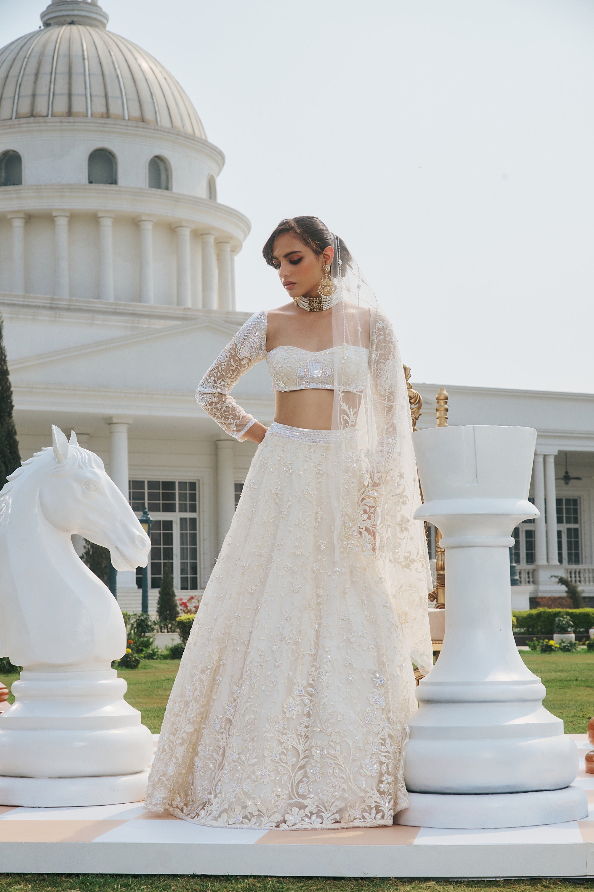 Hand Embroidered Lehnega with rich Embellishments