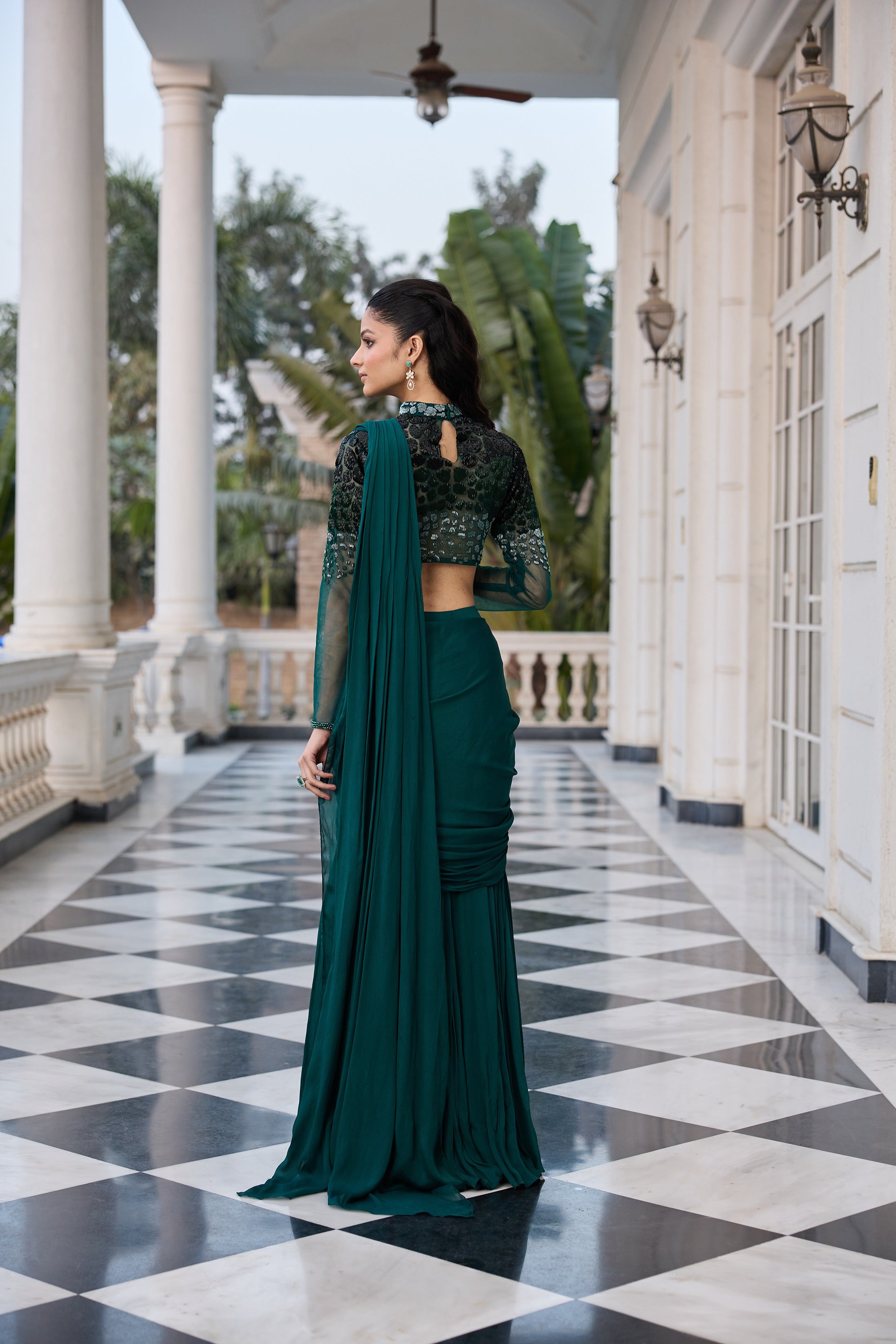 Hand Embellished Blouse with Drape Saree