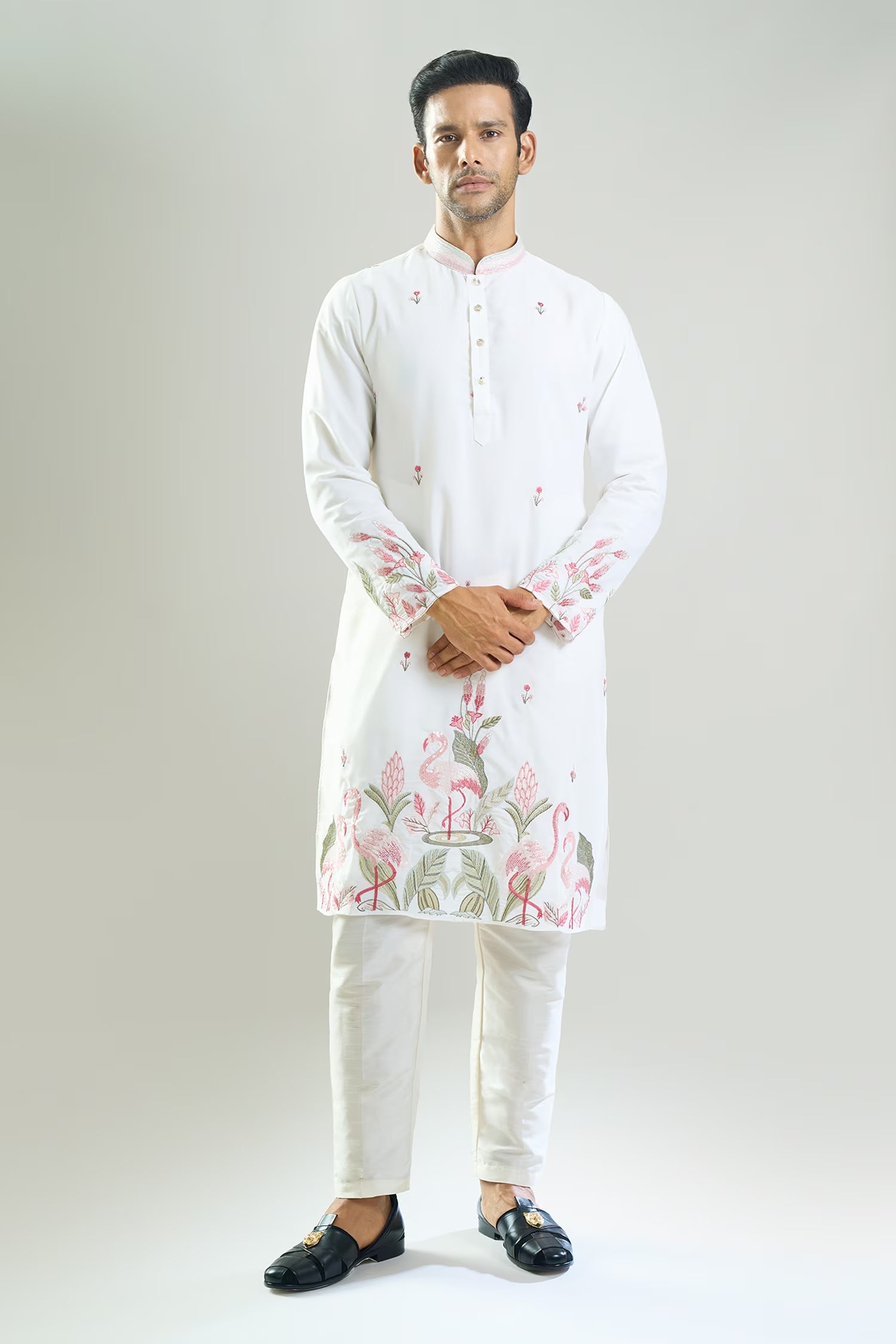 Off White Embroidered Kurta Set