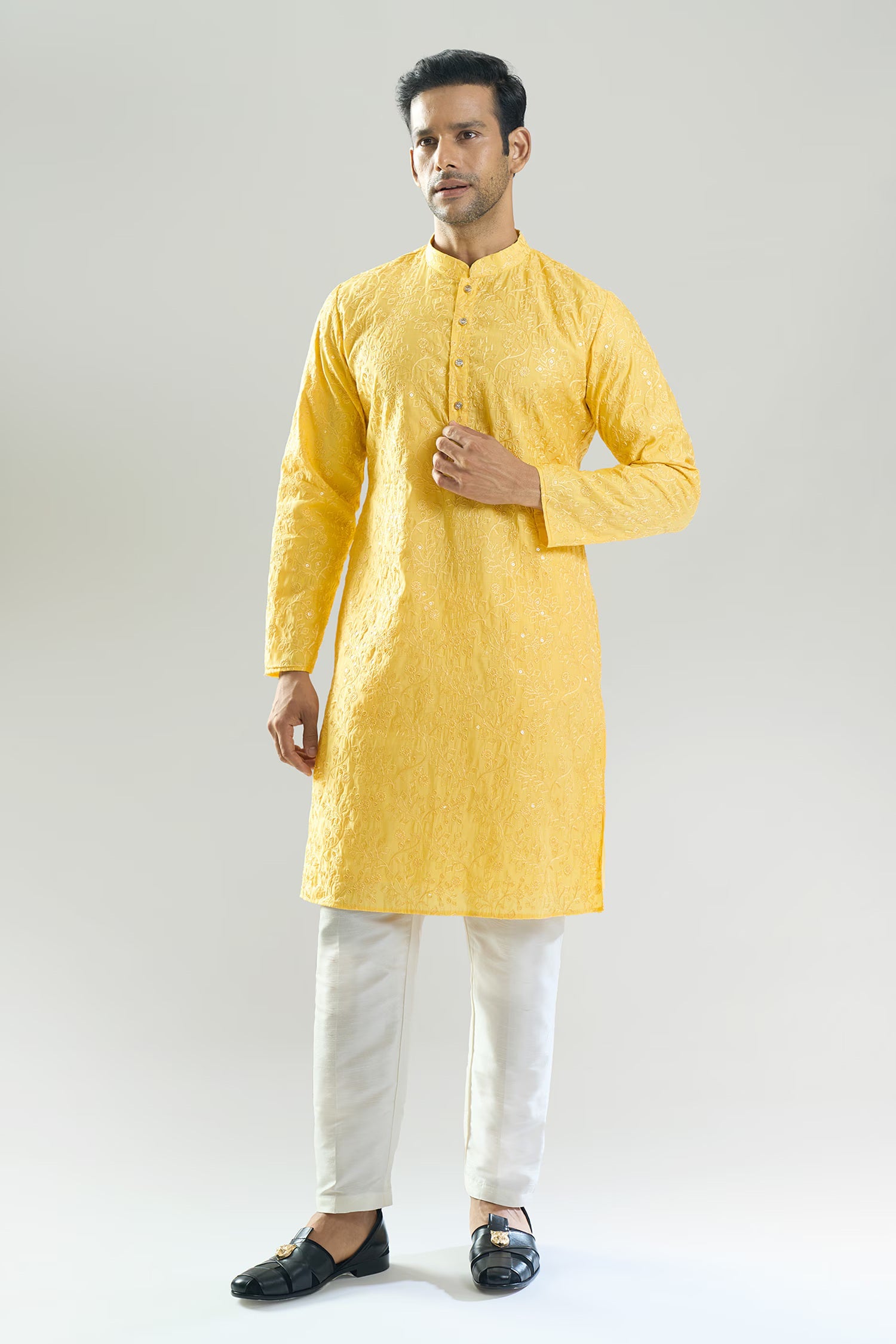 Yellow Embroidered Kurta Set