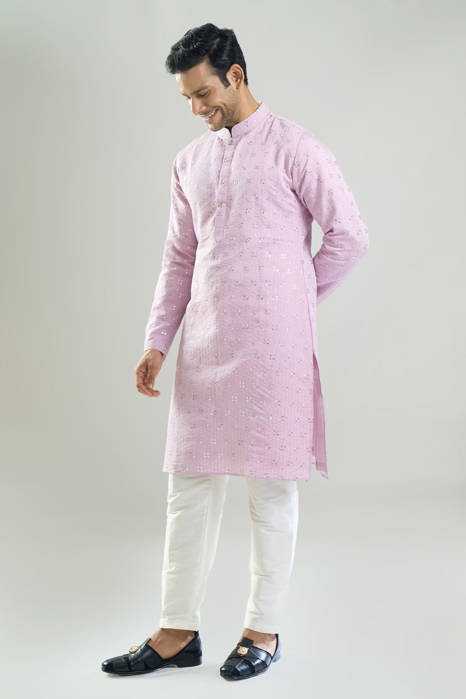 Purple Embroidered Kurta Set