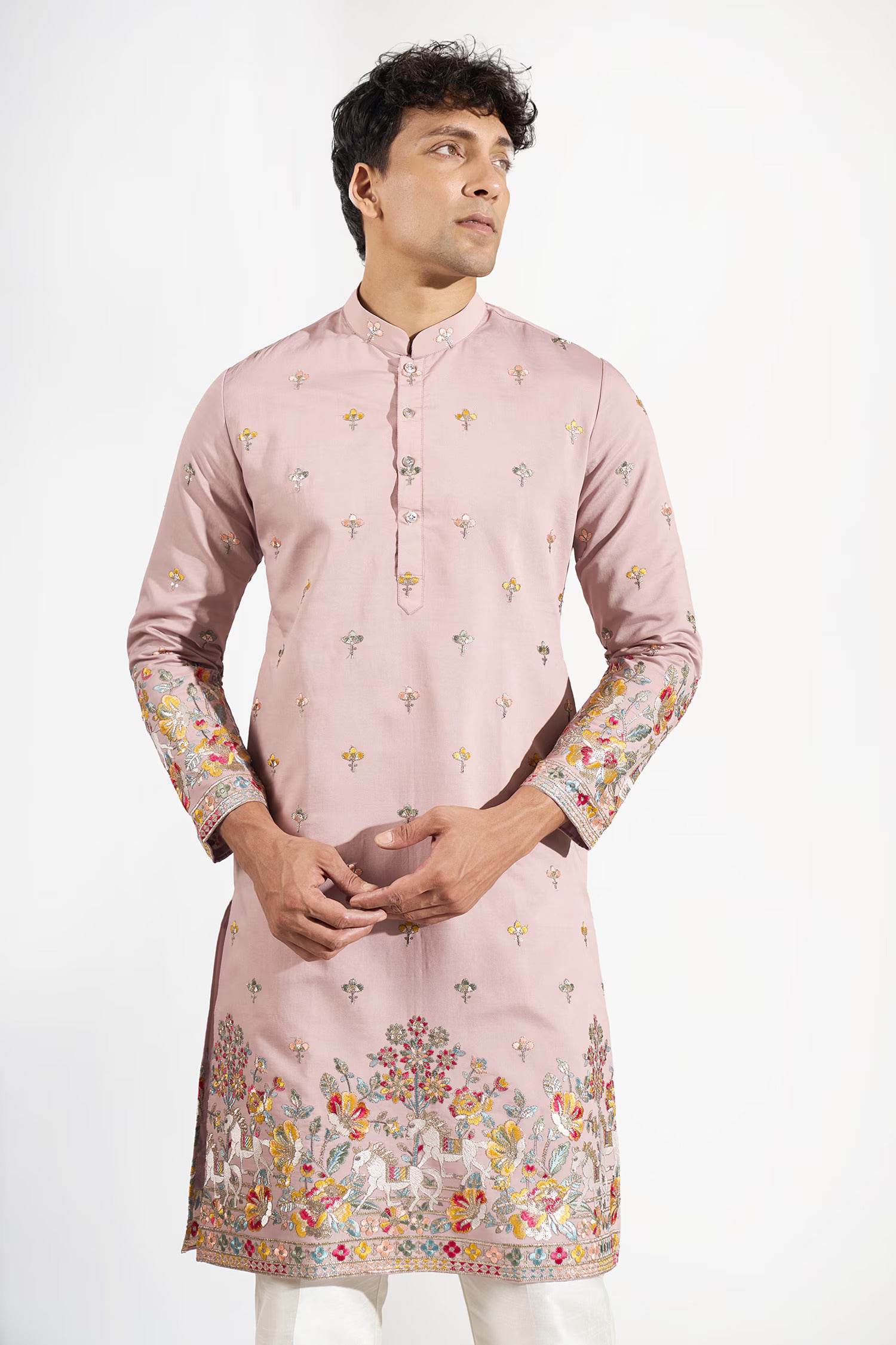 Mauve Embroidered Kurta Set