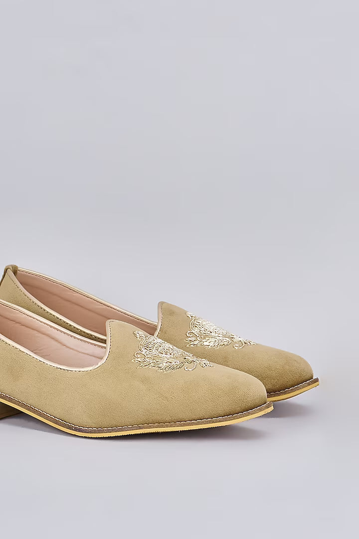 Pine Crown Velvet Loafers