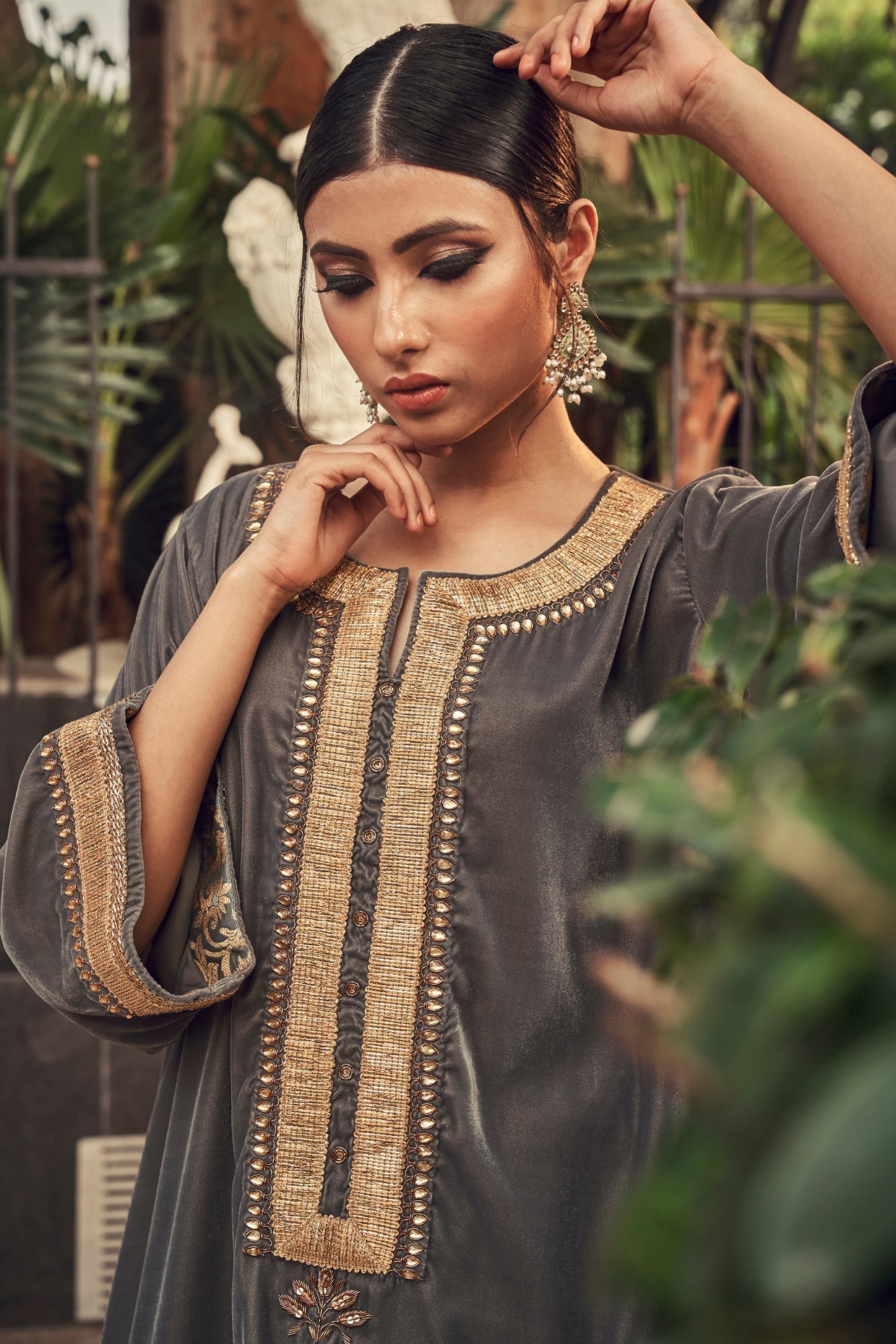 Steel Grey Dogri Kurta Set