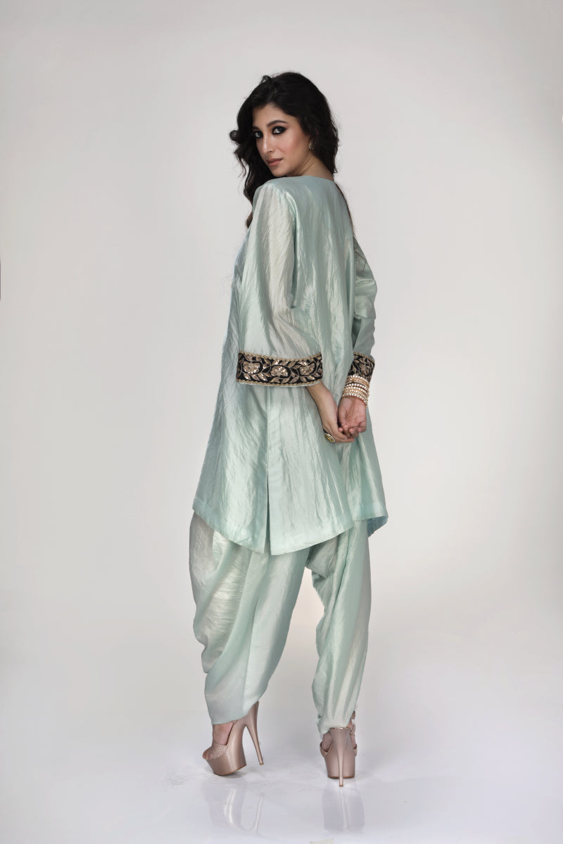 Powder Blue Dogri Kurta With Dhoti Salwar