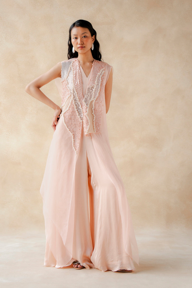 Embroidered Overlay With Jumpsuit