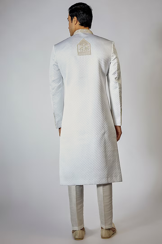 Off White Embroidered Sherwani