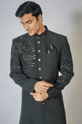 Load image into Gallery viewer, Bottle Green Embroidered Achkan Set
