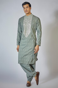 Load image into Gallery viewer, Grey Embroidered Kurta Set
