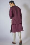 Load image into Gallery viewer, Purple Embroidered Kurta-Jacket Set
