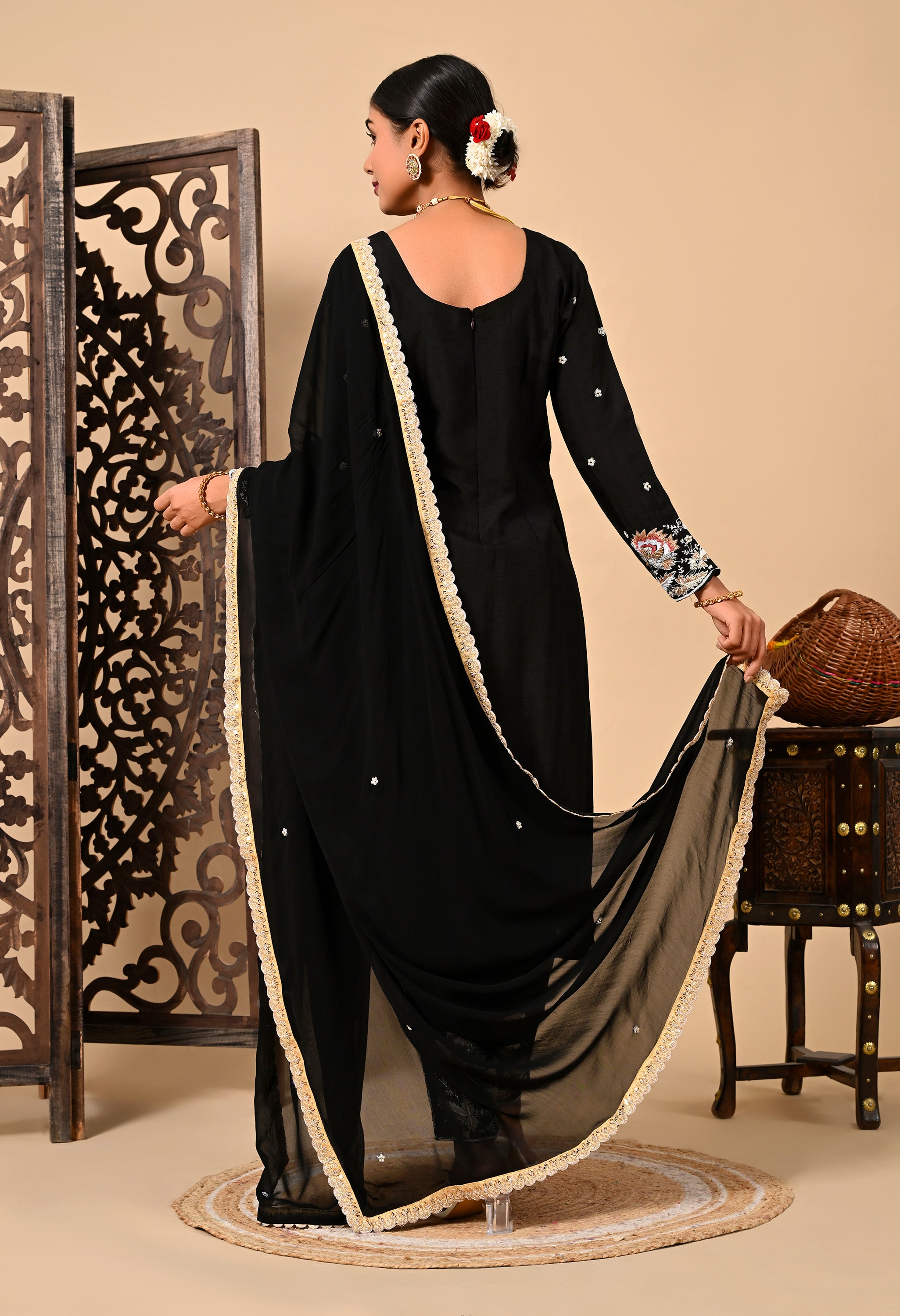 Black Zardozi Kurta Set