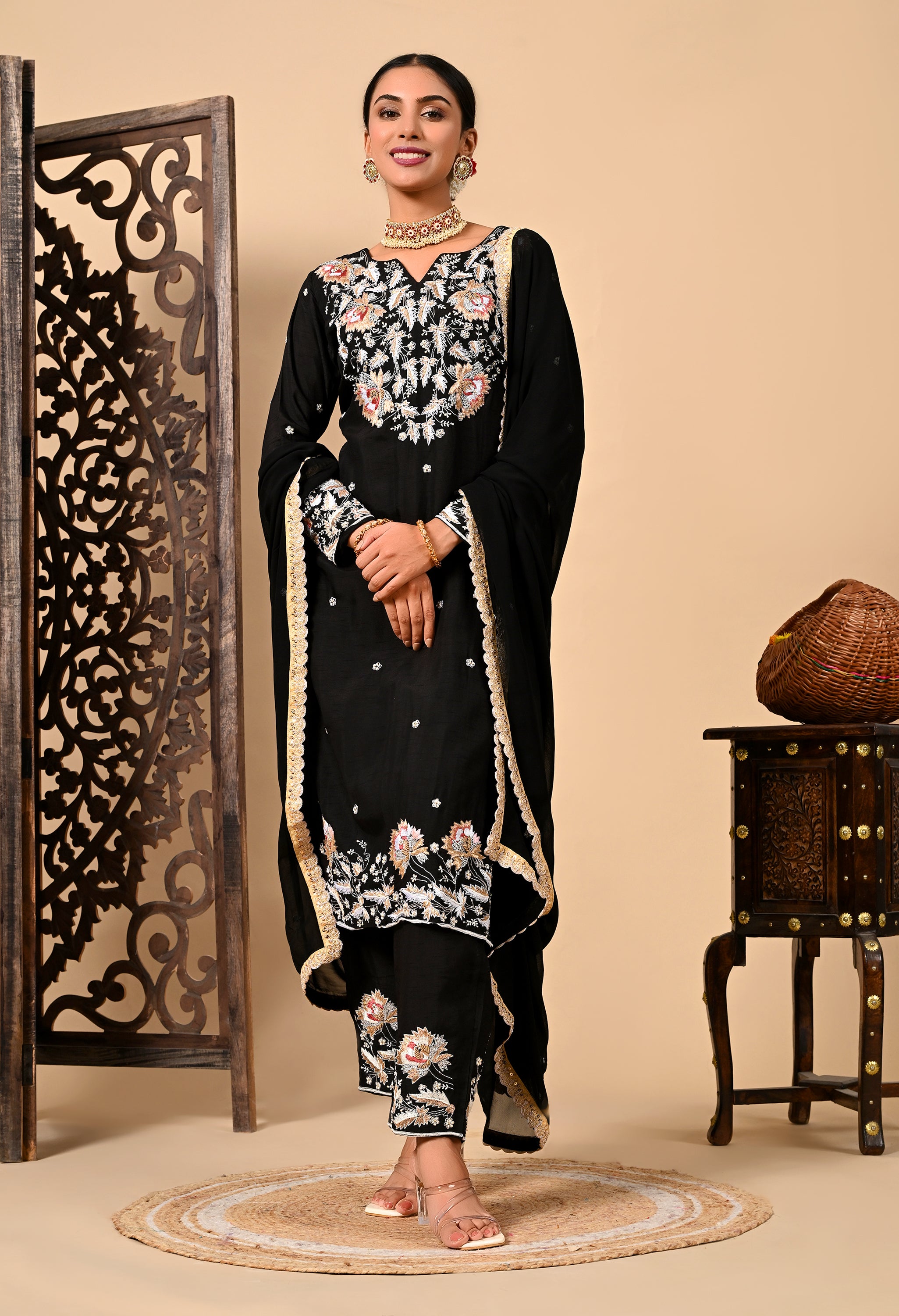 Black Zardozi Kurta Set