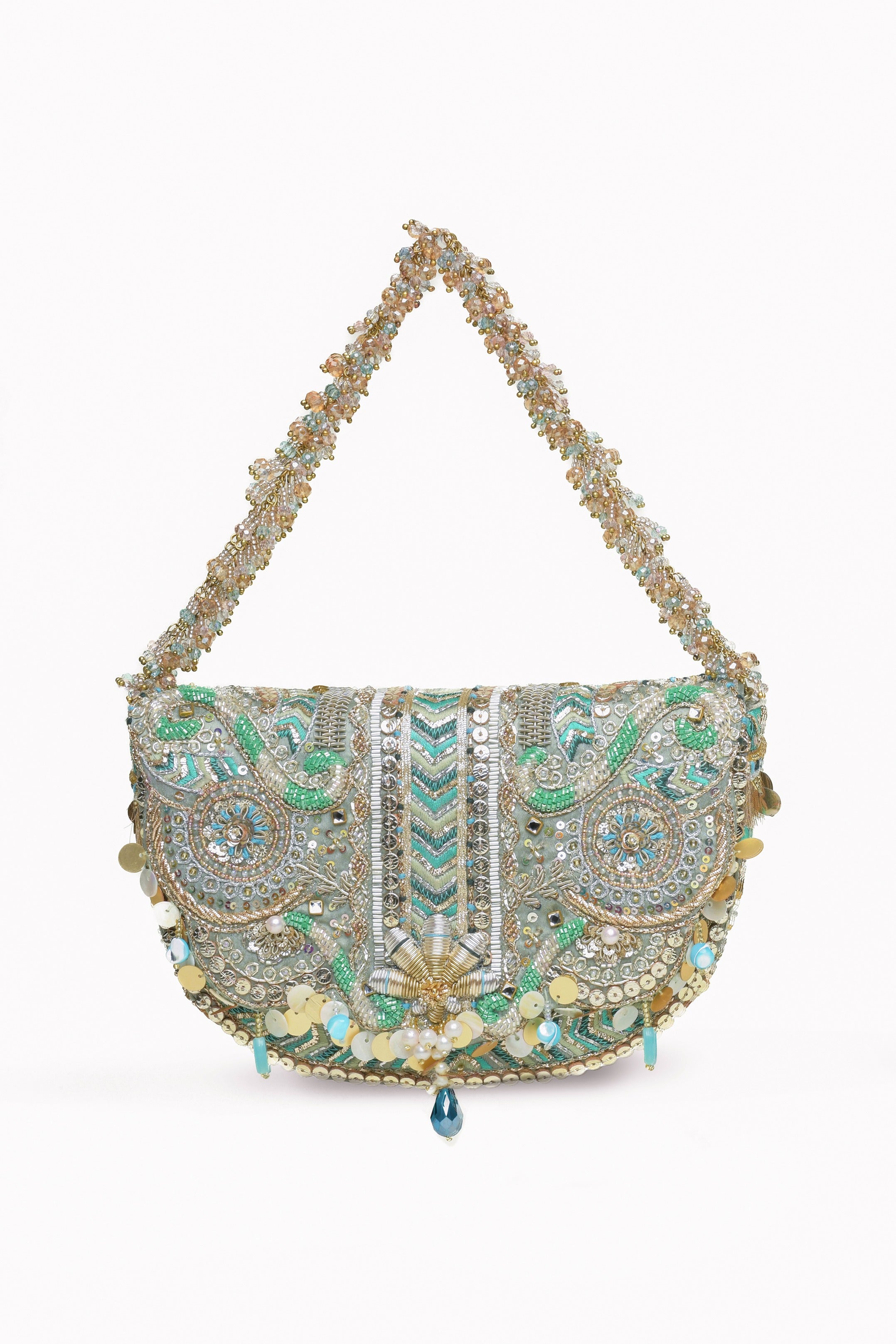 RANGREZ FLAPOVER CLUTCH – JADE GREEN